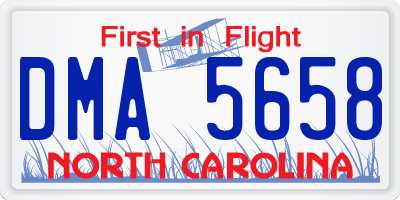 NC license plate DMA5658