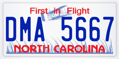 NC license plate DMA5667