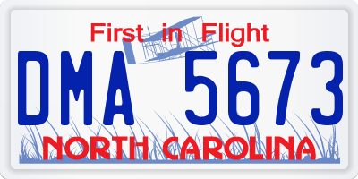 NC license plate DMA5673