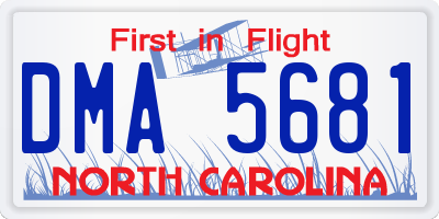NC license plate DMA5681