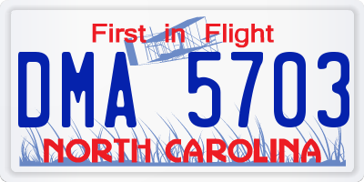 NC license plate DMA5703