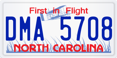 NC license plate DMA5708
