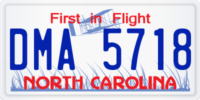 NC license plate DMA5718