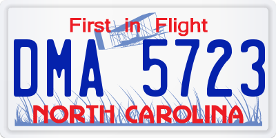 NC license plate DMA5723