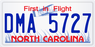 NC license plate DMA5727