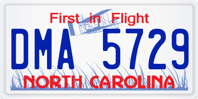 NC license plate DMA5729