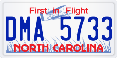 NC license plate DMA5733