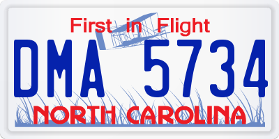 NC license plate DMA5734
