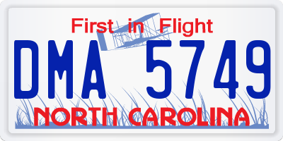 NC license plate DMA5749