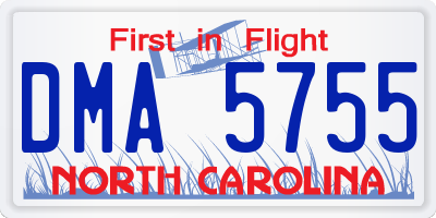 NC license plate DMA5755