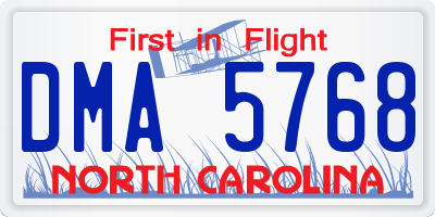 NC license plate DMA5768