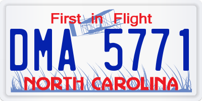 NC license plate DMA5771