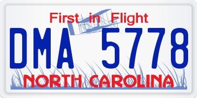 NC license plate DMA5778