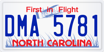 NC license plate DMA5781