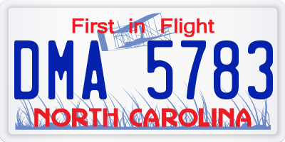 NC license plate DMA5783