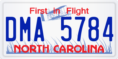 NC license plate DMA5784