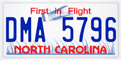 NC license plate DMA5796