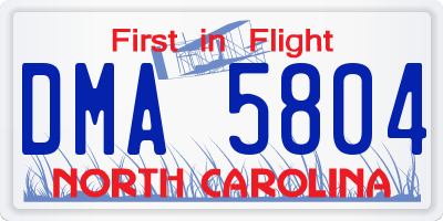 NC license plate DMA5804