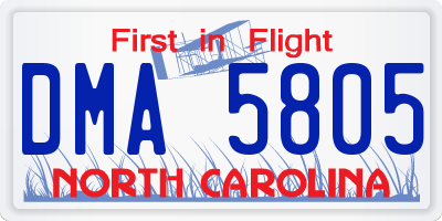 NC license plate DMA5805
