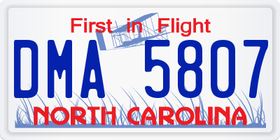 NC license plate DMA5807