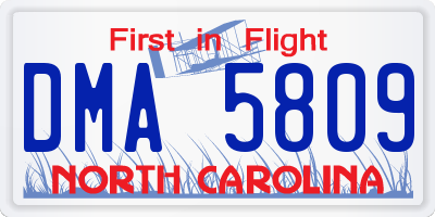 NC license plate DMA5809