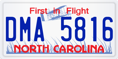 NC license plate DMA5816