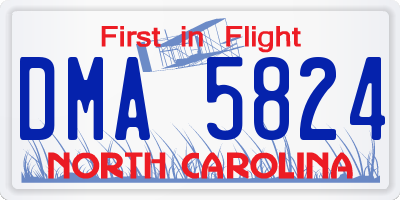 NC license plate DMA5824