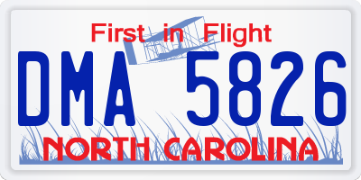 NC license plate DMA5826