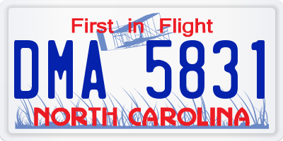 NC license plate DMA5831