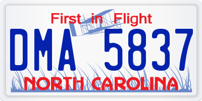 NC license plate DMA5837