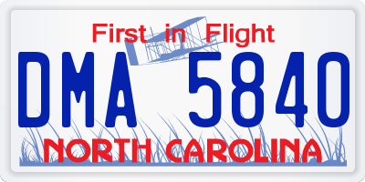NC license plate DMA5840