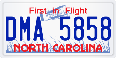 NC license plate DMA5858