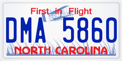 NC license plate DMA5860