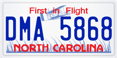 NC license plate DMA5868