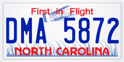 NC license plate DMA5872