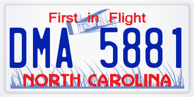NC license plate DMA5881
