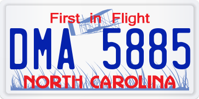 NC license plate DMA5885