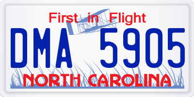 NC license plate DMA5905