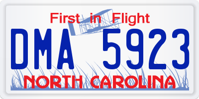 NC license plate DMA5923