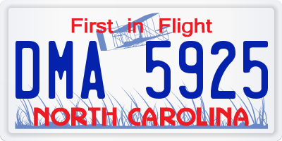 NC license plate DMA5925
