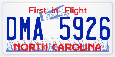 NC license plate DMA5926