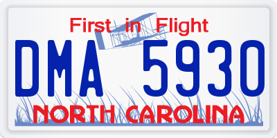 NC license plate DMA5930