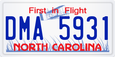 NC license plate DMA5931