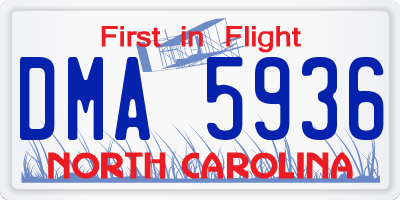 NC license plate DMA5936