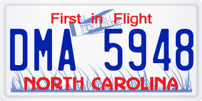 NC license plate DMA5948