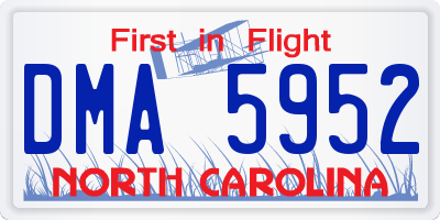 NC license plate DMA5952