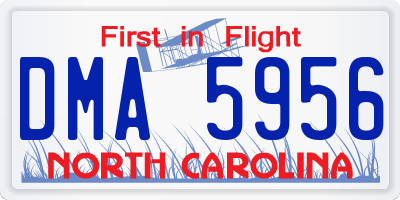 NC license plate DMA5956