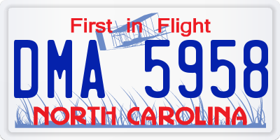 NC license plate DMA5958