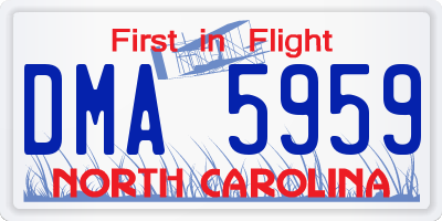 NC license plate DMA5959