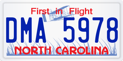 NC license plate DMA5978
